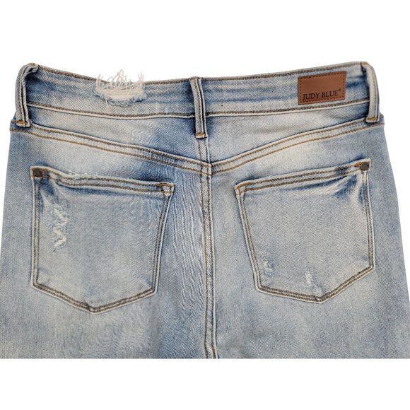 Judy Blue Womens 3/26 Distressed Light Wash Straight Fit Jeans Pre-owned - Picture 4 of 8